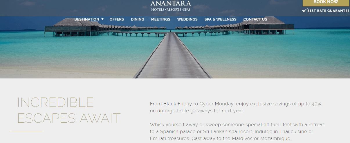 2019黑五強勢優惠, Anantara安納塔拉酒店預訂亞太/中東和非洲地區酒店低至6折優惠